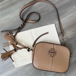 Tory Burch Tan Crossbody Bag with Tassel